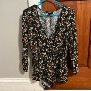 Never worn forever 21 Floral romper: green white and light pink. Size medium